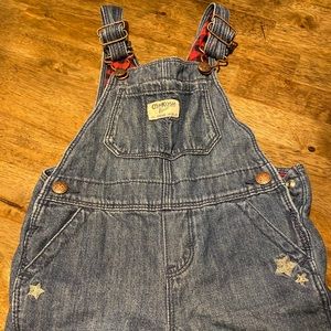 Plaid lined denim overalls